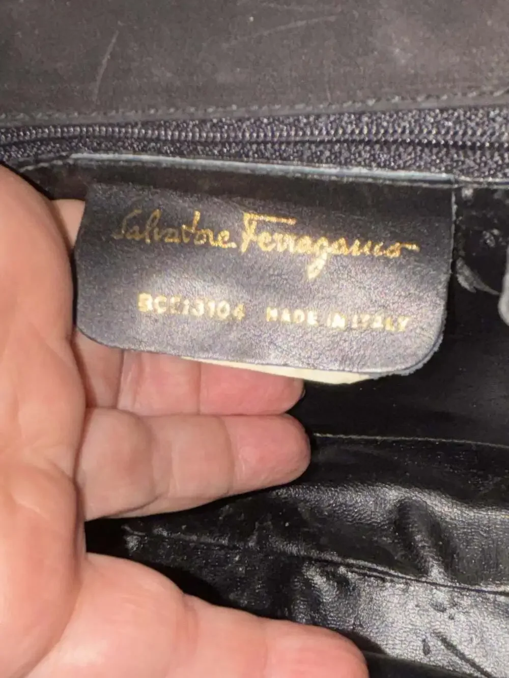 Salvatore Ferragamo Vara Ribbon Suede Black Top Handle Bag